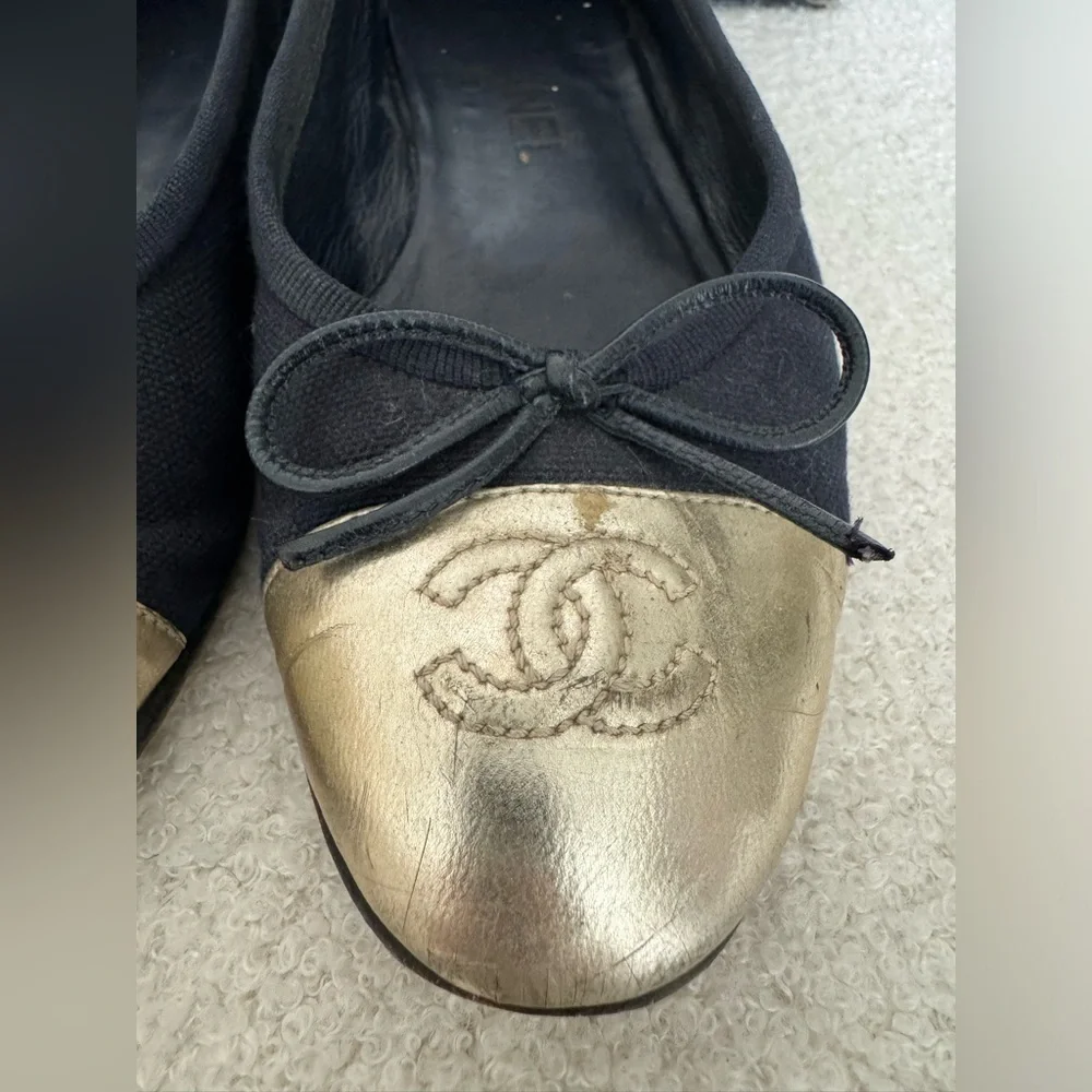 Chanel Navy Blue Flats